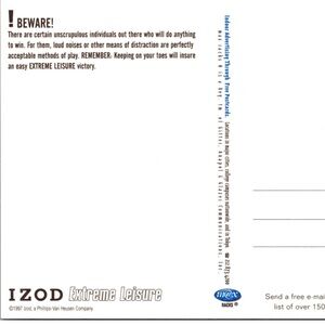 1997 Fashion Postcard Izod Extreme Leisure Billiards Sweaters Ad Campaign New